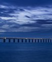 Picture of the Oresund Bridge at night, the bridge stretches between Copenhagen in Denmark and Malmö.